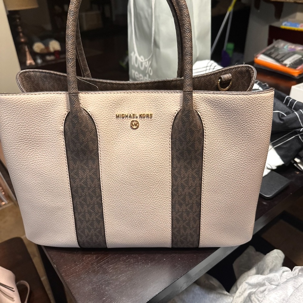 Michael Kors Pink and Brown Tote Bag